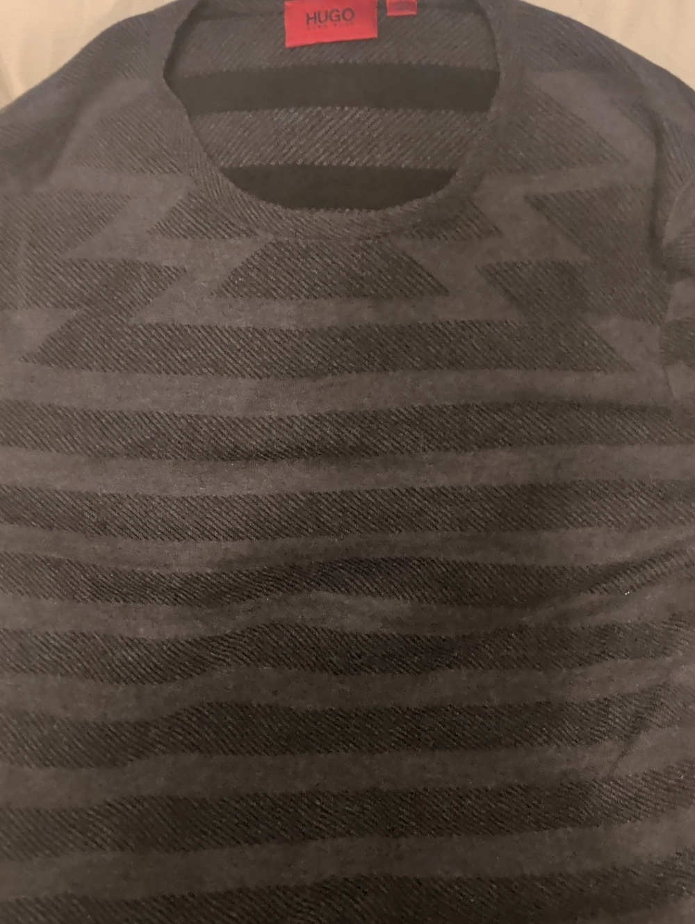 Hugo Boss Men's Gray Striped Crewneck Sweater